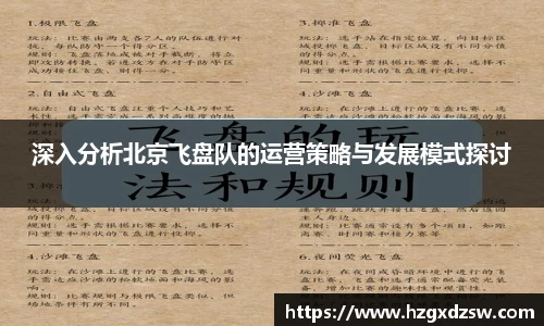 深入分析北京飞盘队的运营策略与发展模式探讨